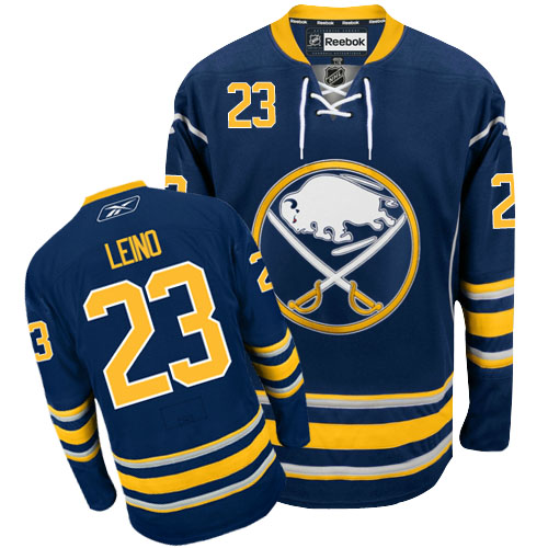 Authentic Buffalo Sabres 23 Ville Leino Dark Blue Reebok NHL Hockey Jersey Size Large